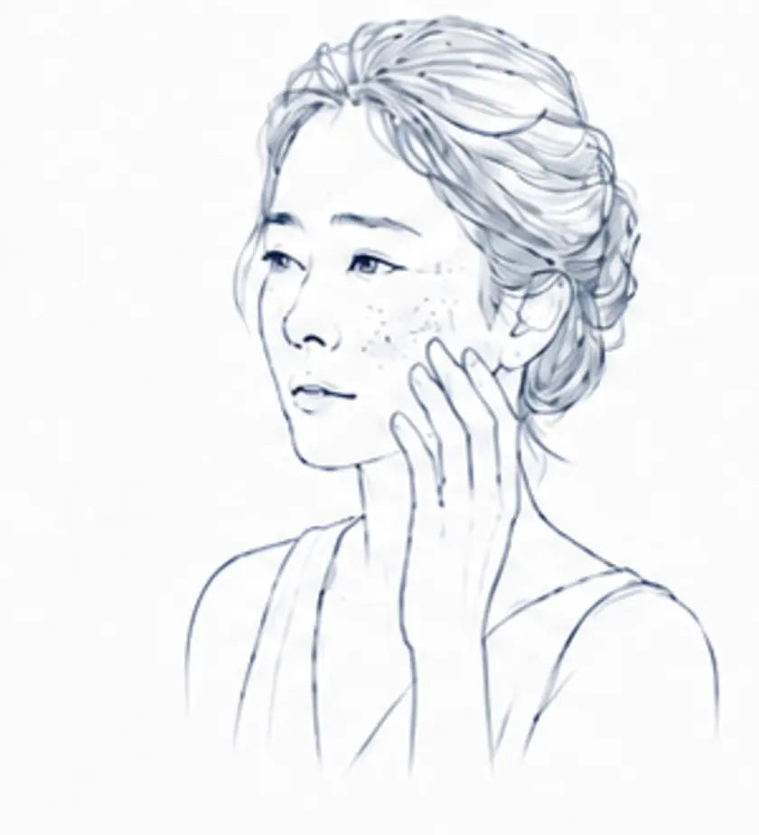 肌荒れを気にする女性の線画