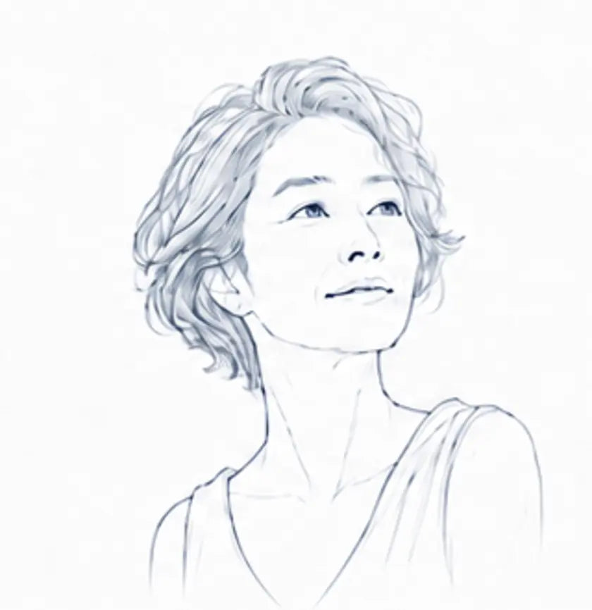 年齢サインを気にする女性の線画